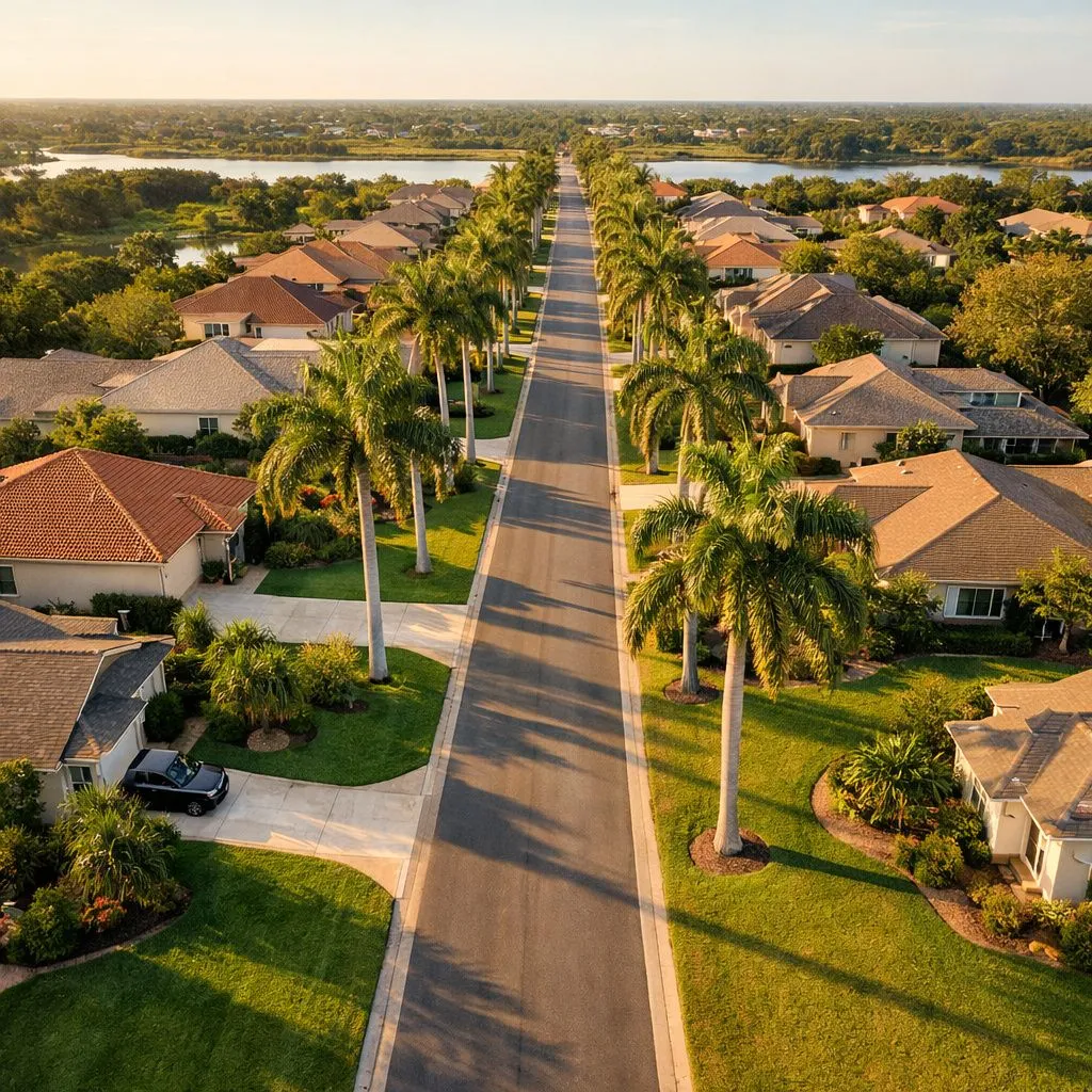 Tree-lined neighborhood in Melbourne, Florida